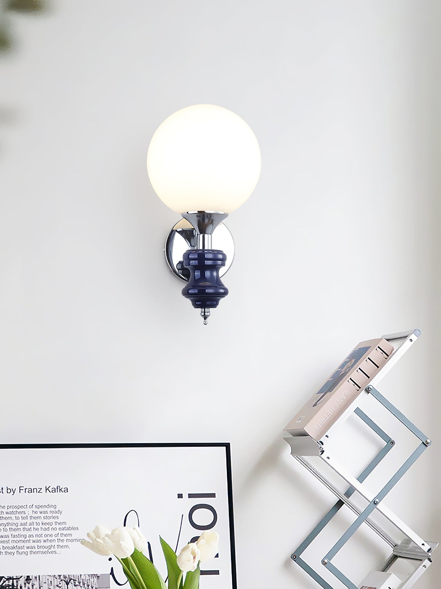Timeless Home Conor Sconce - Modern Reversible Glass Globe Wall Sconce | Up/Down E26/E27 Vanity & Accent Light