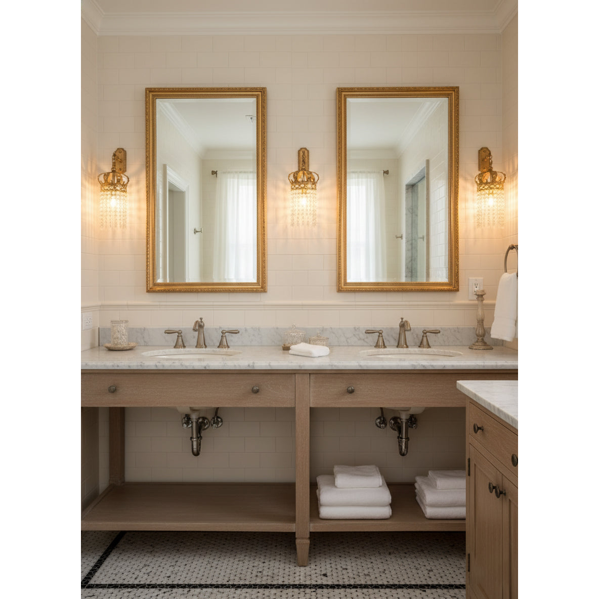 Timon Brass Crown Wall Lamp - Solid Brass & Crystal Sconce | Royal Vintage Wall Light