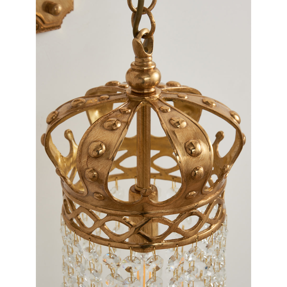 Timon Brass Crown Wall Lamp - Solid Brass & Crystal Sconce | Royal Vintage Wall Light