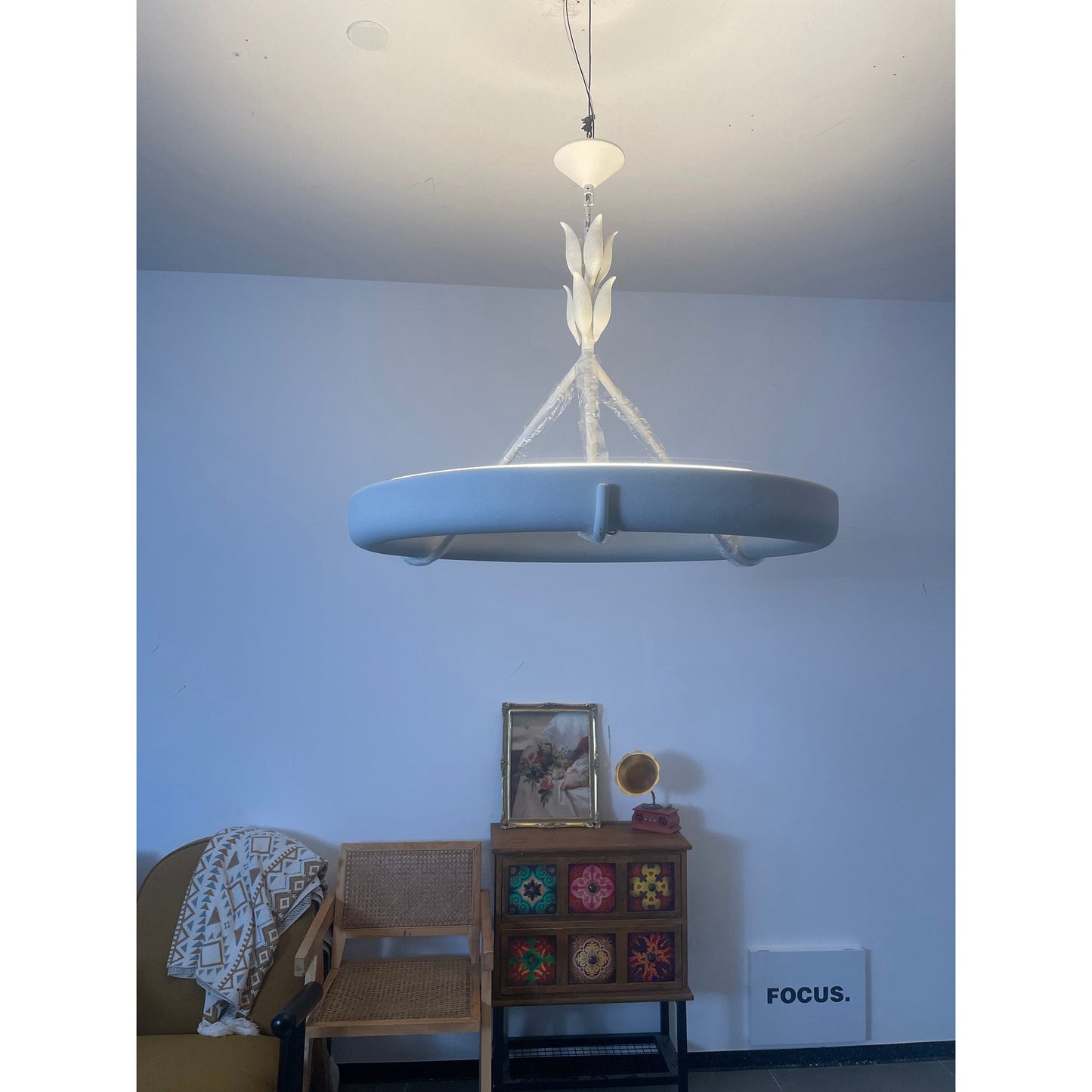 Tinsley Plaster Chandelier - Sculptural White Plaster Pendant Light | Modern Chic Minimalist LED Chandelier