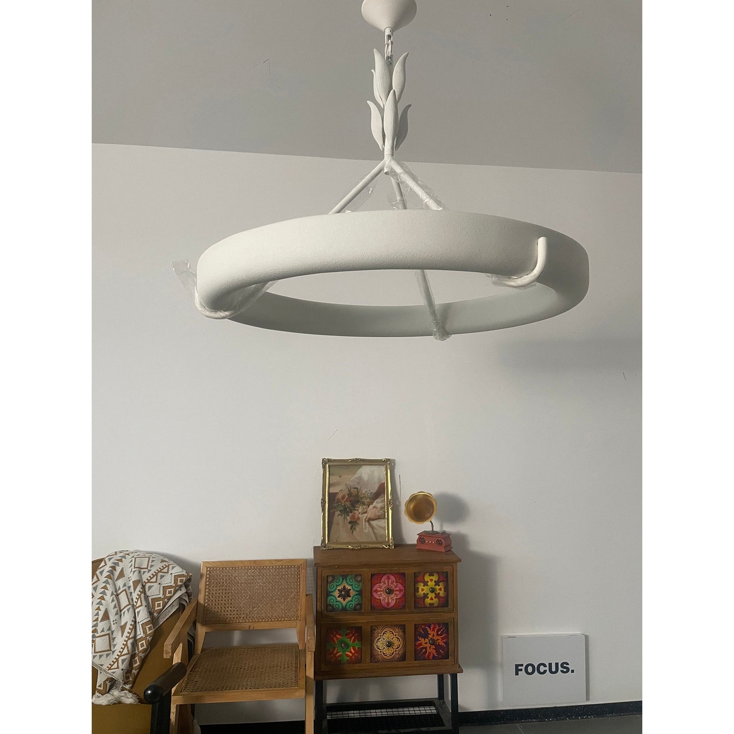 Tinsley Plaster Chandelier - Sculptural White Plaster Pendant Light | Modern Chic Minimalist LED Chandelier