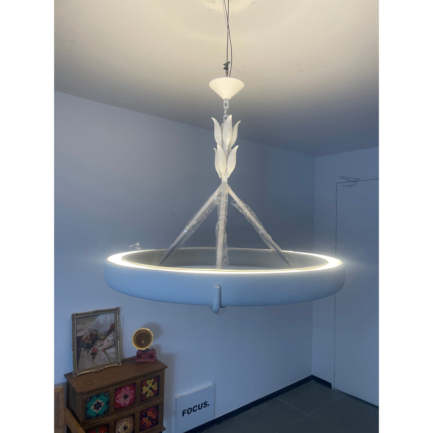 Tinsley Plaster Chandelier - Sculptural White Plaster Pendant Light | Modern Chic Minimalist LED Chandelier