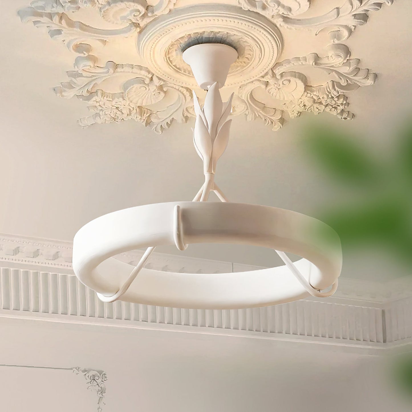 Tinsley Plaster Chandelier - Sculptural White Plaster Pendant Light | Modern Chic Minimalist LED Chandelier