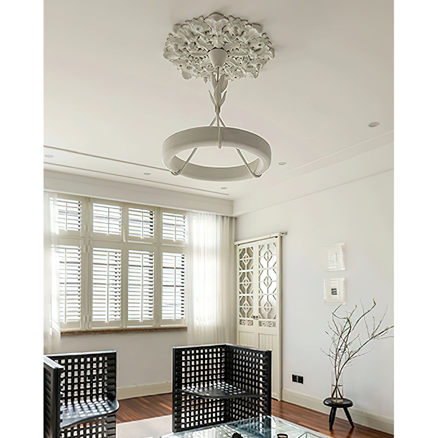 Tinsley Plaster Chandelier - Sculptural White Plaster Pendant Light | Modern Chic Minimalist LED Chandelier