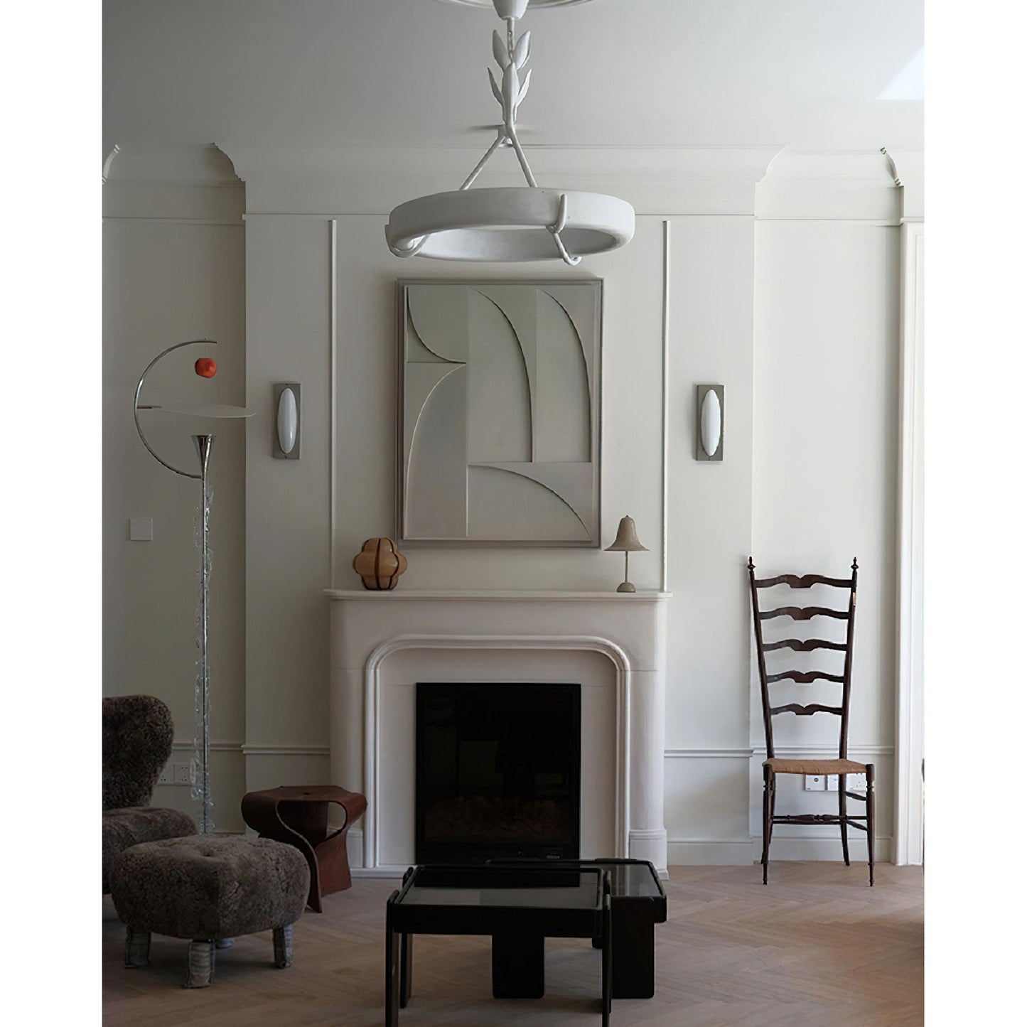 Tinsley Plaster Chandelier - Sculptural White Plaster Pendant Light | Modern Chic Minimalist LED Chandelier