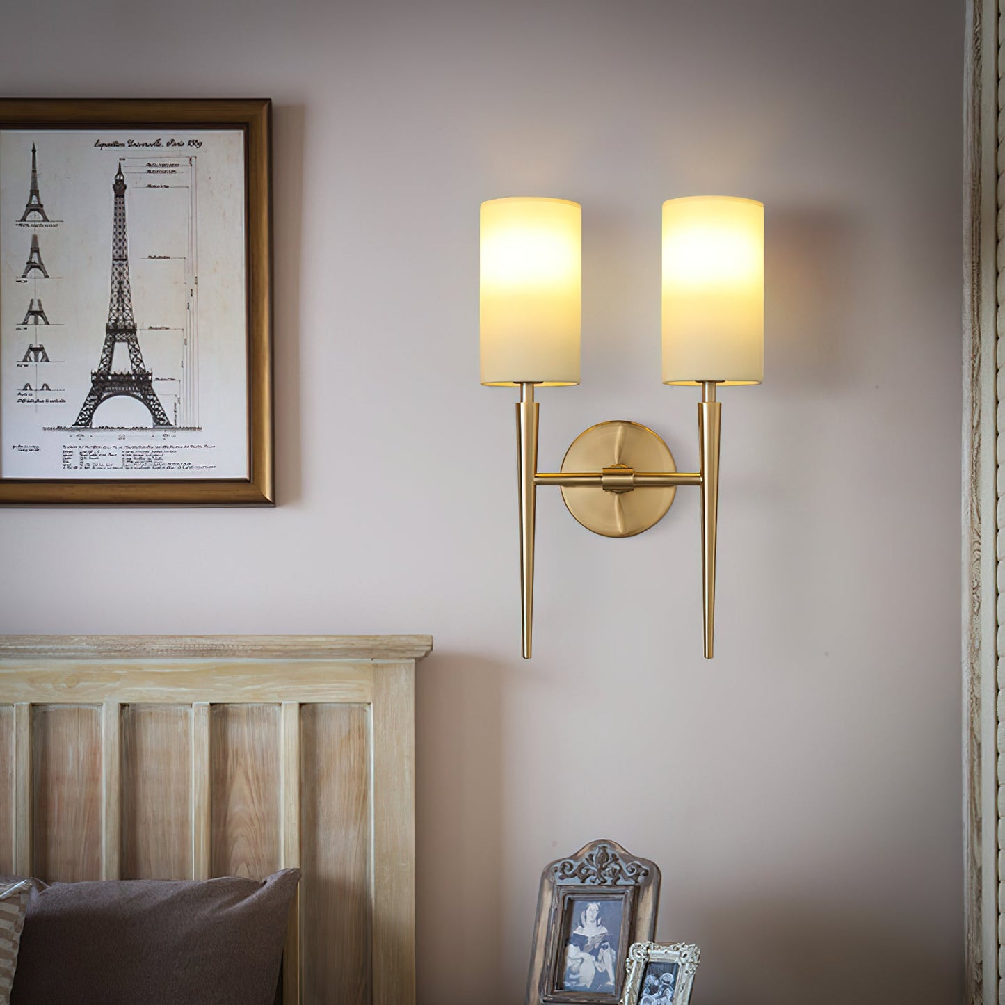 Tioga Wall Lamp - Mid-Century Modern Brass Wall Sconce | Vintage Vanity & Bedside Light