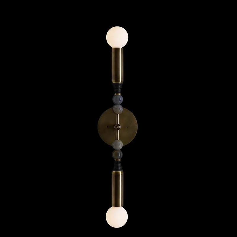 Toam Double Wall Lamp - Dual Light Solid Brass & Natural Marble Sconce | Architectural E26/E27 Wall Light