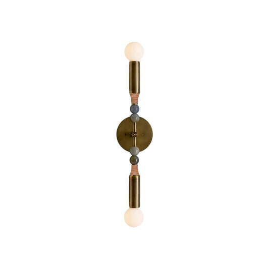 Toam Double Wall Lamp - Dual Light Solid Brass & Natural Marble Sconce | Architectural E26/E27 Wall Light