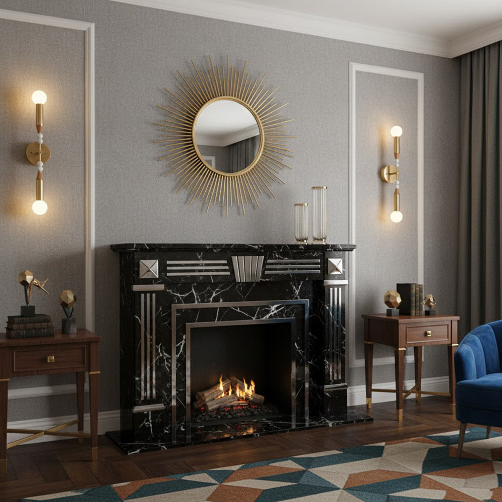 Toam Double Wall Lamp - Dual Light Solid Brass & Natural Marble Sconce | Architectural E26/E27 Wall Light