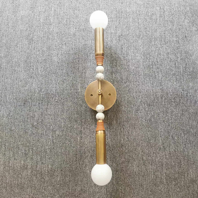 Toam Double Wall Lamp - Dual Light Solid Brass & Natural Marble Sconce | Architectural E26/E27 Wall Light