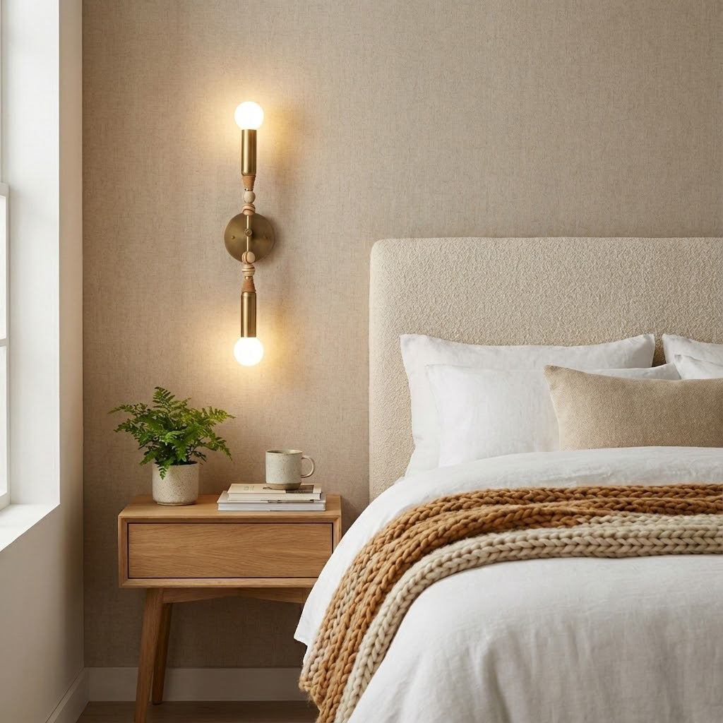 Toam Double Wall Lamp - Dual Light Solid Brass & Natural Marble Sconce | Architectural E26/E27 Wall Light