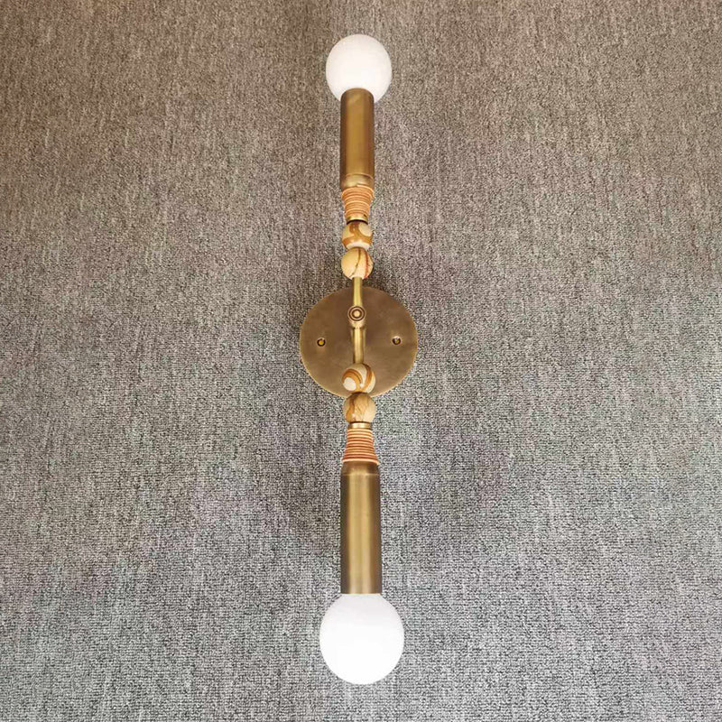 Toam Double Wall Lamp - Dual Light Solid Brass & Natural Marble Sconce | Architectural E26/E27 Wall Light