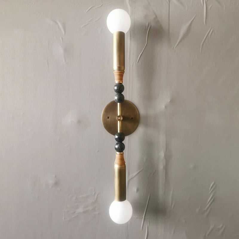 Toam Double Wall Lamp - Dual Light Solid Brass & Natural Marble Sconce | Architectural E26/E27 Wall Light