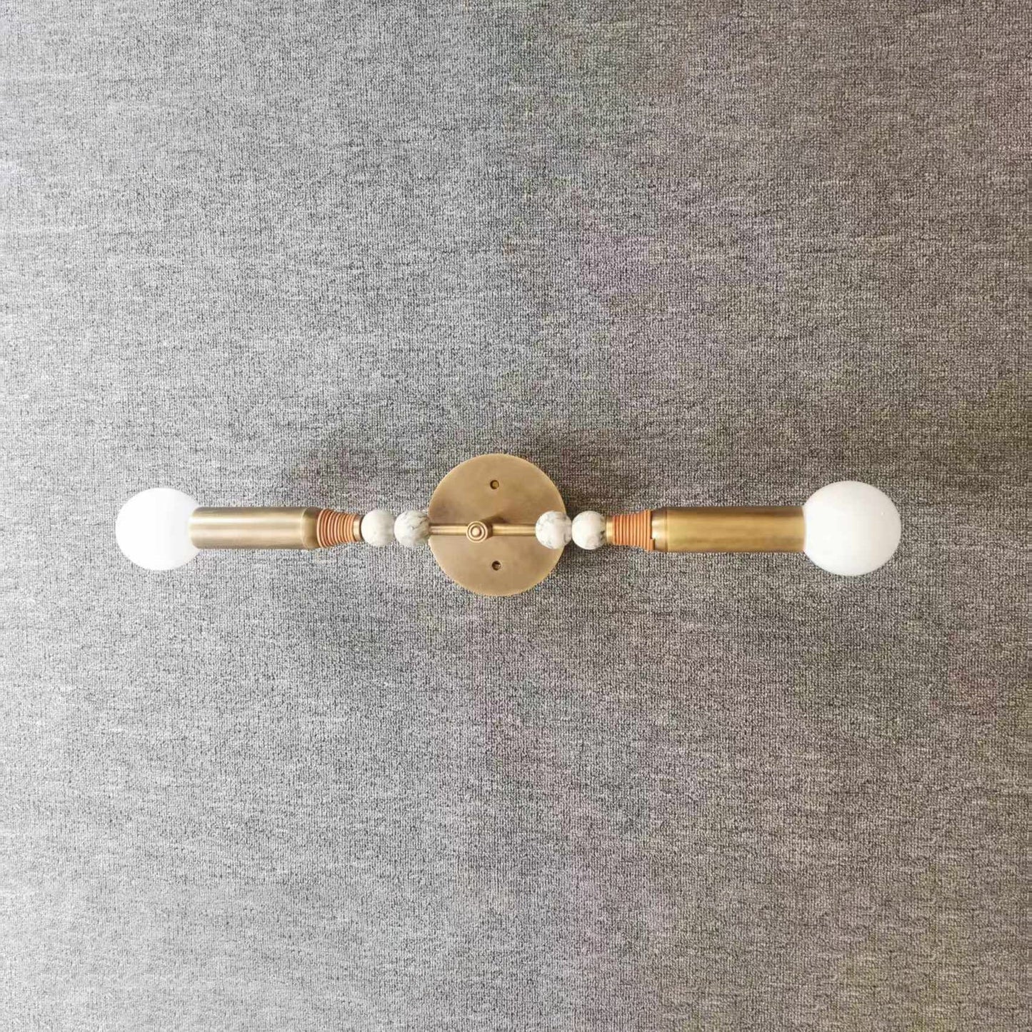 Toam Double Wall Lamp - Dual Light Solid Brass & Natural Marble Sconce | Architectural E26/E27 Wall Light