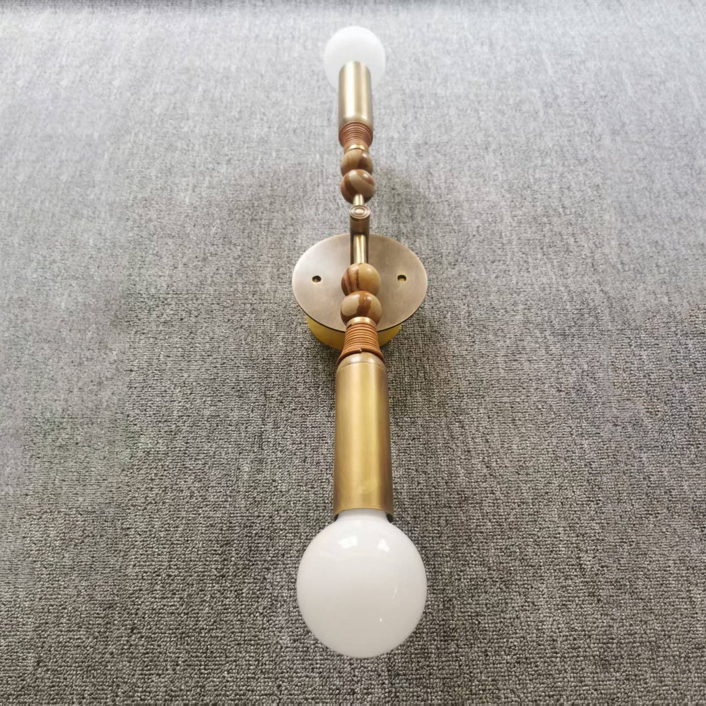 Toam Double Wall Lamp - Dual Light Solid Brass & Natural Marble Sconce | Architectural E26/E27 Wall Light