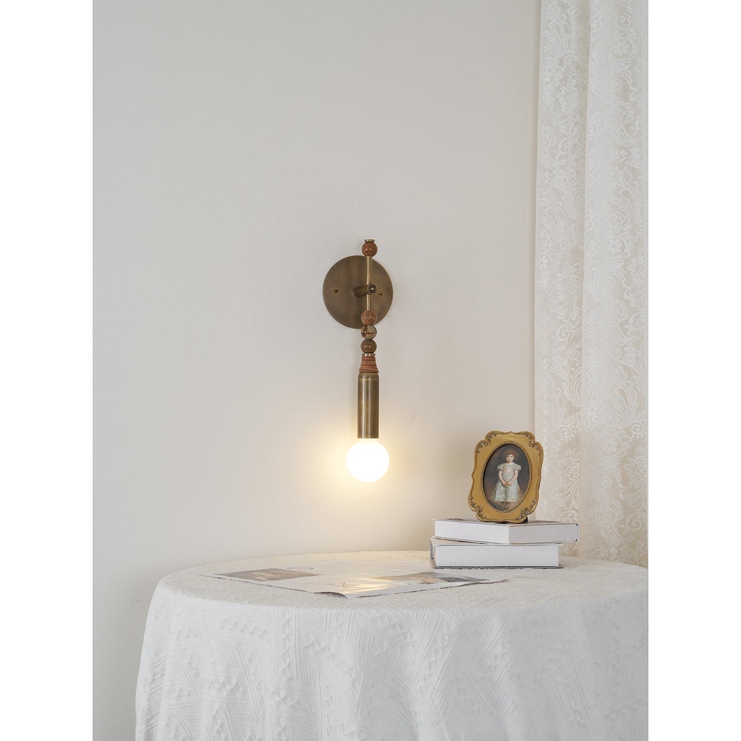 Toam Wall Lamp - Solid Brass & Natural Marble Wall Sconce | One-of-a-Kind Hardwired E26/E27 Light