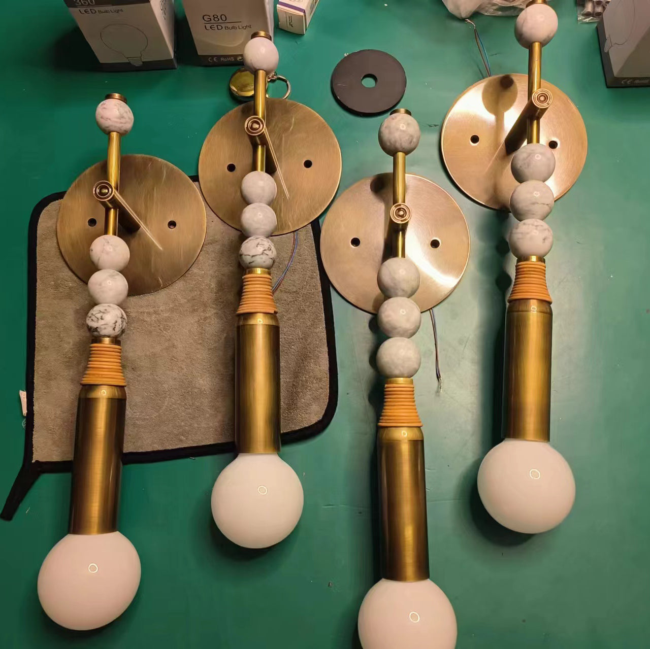 Toam Wall Lamp - Solid Brass & Natural Marble Wall Sconce | One-of-a-Kind Hardwired E26/E27 Light