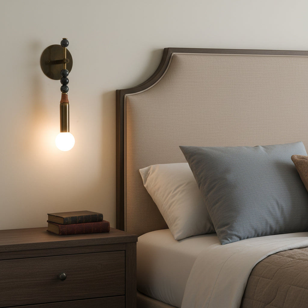 Toam Wall Lamp - Solid Brass & Natural Marble Wall Sconce | One-of-a-Kind Hardwired E26/E27 Light