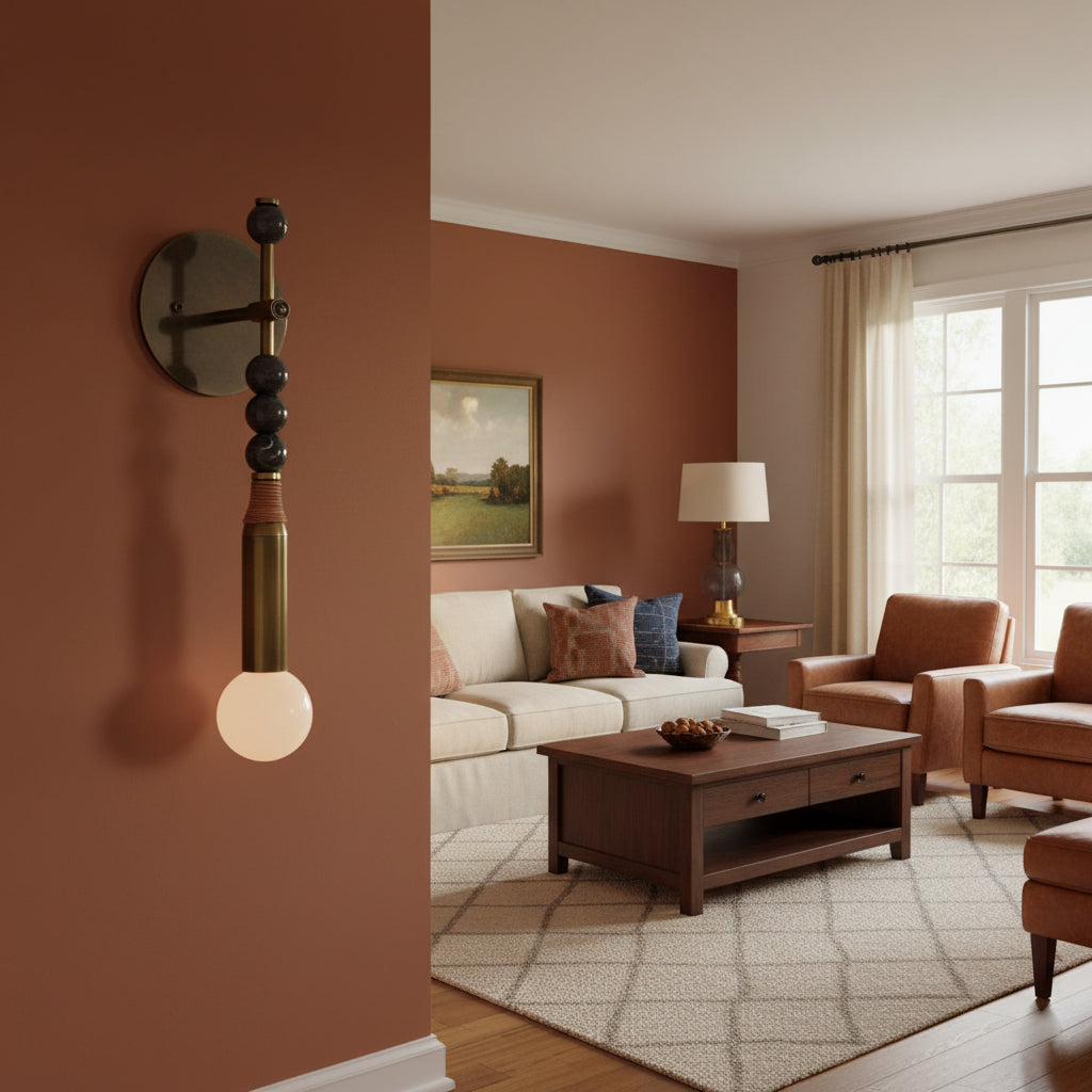 Toam Wall Lamp - Solid Brass & Natural Marble Wall Sconce | One-of-a-Kind Hardwired E26/E27 Light