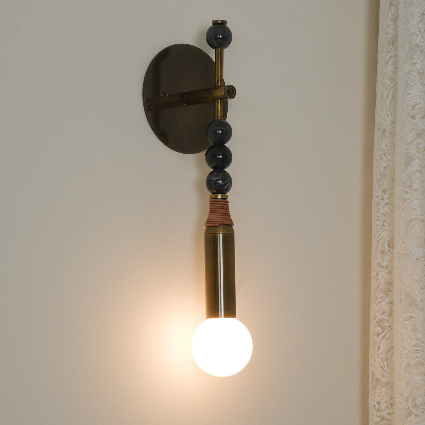 Toam Wall Lamp - Solid Brass & Natural Marble Wall Sconce | One-of-a-Kind Hardwired E26/E27 Light