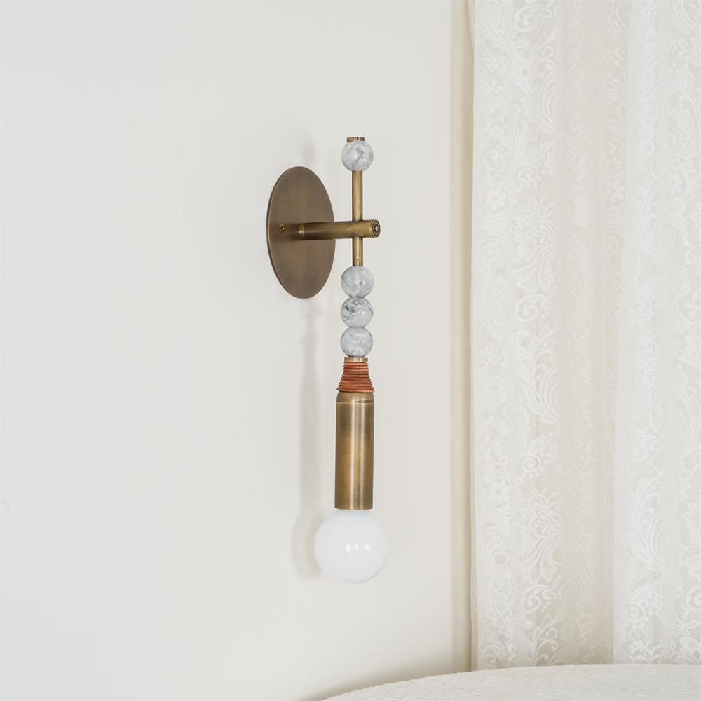 Toam Wall Lamp - Solid Brass & Natural Marble Wall Sconce | One-of-a-Kind Hardwired E26/E27 Light