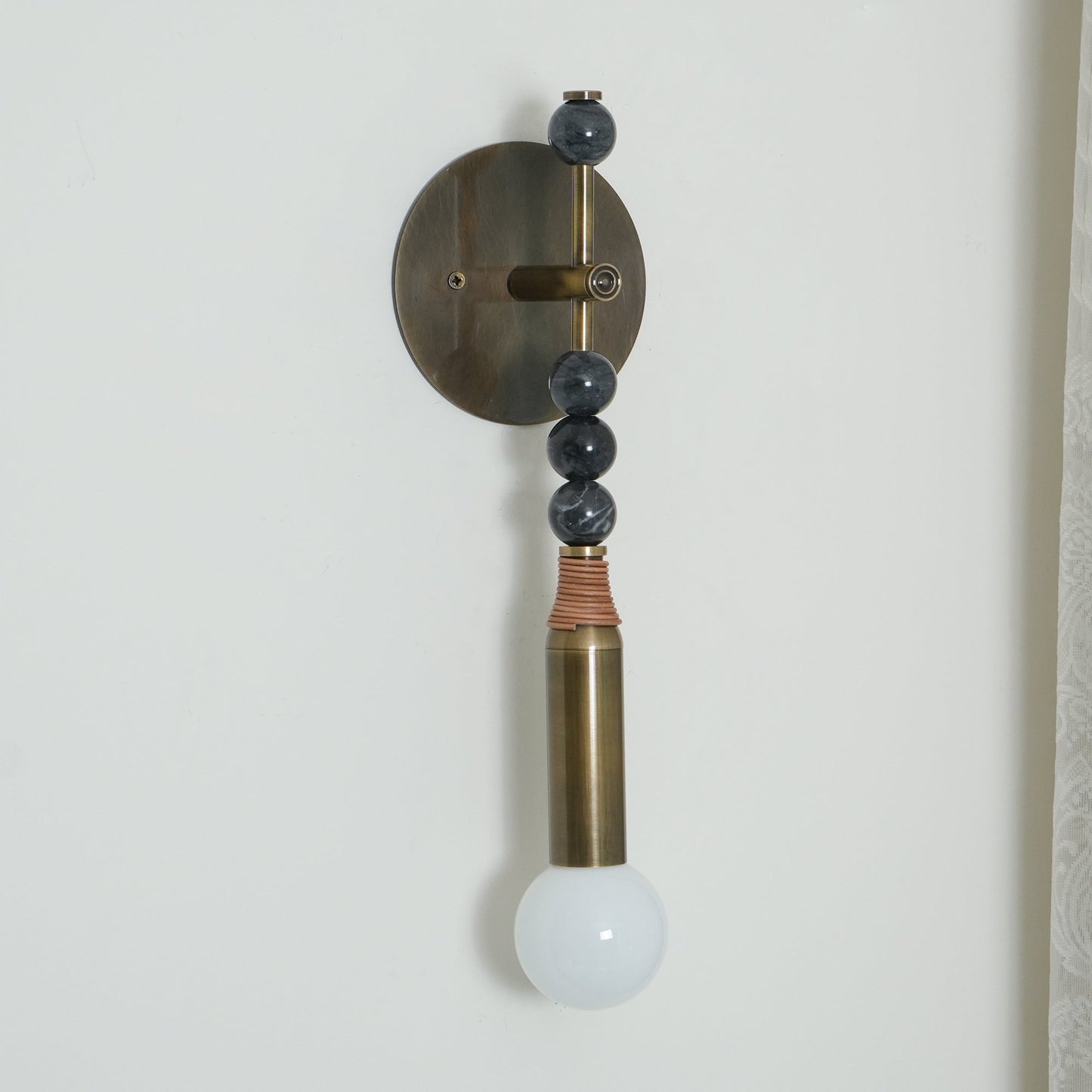 Toam Wall Lamp - Solid Brass & Natural Marble Wall Sconce | One-of-a-Kind Hardwired E26/E27 Light