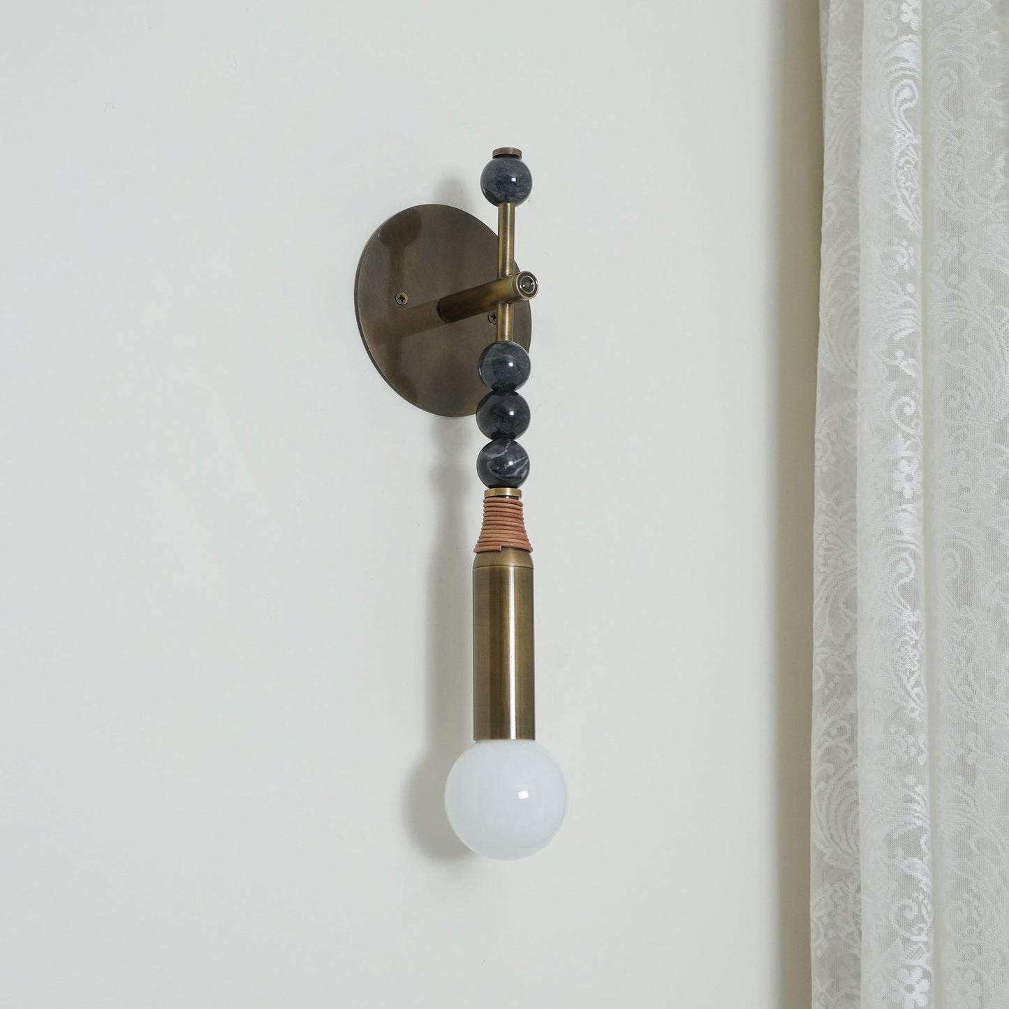 Toam Wall Lamp - Solid Brass & Natural Marble Wall Sconce | One-of-a-Kind Hardwired E26/E27 Light