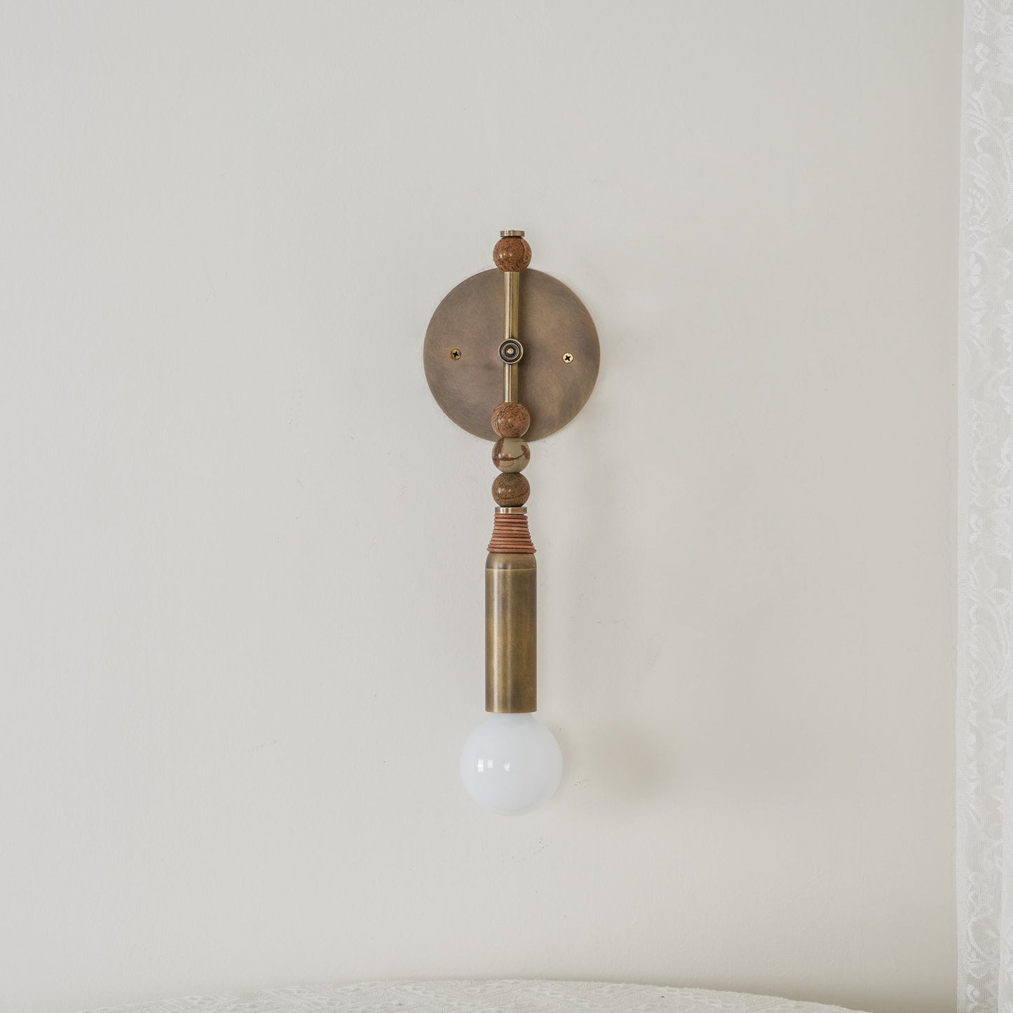 Toam Wall Lamp - Solid Brass & Natural Marble Wall Sconce | One-of-a-Kind Hardwired E26/E27 Light