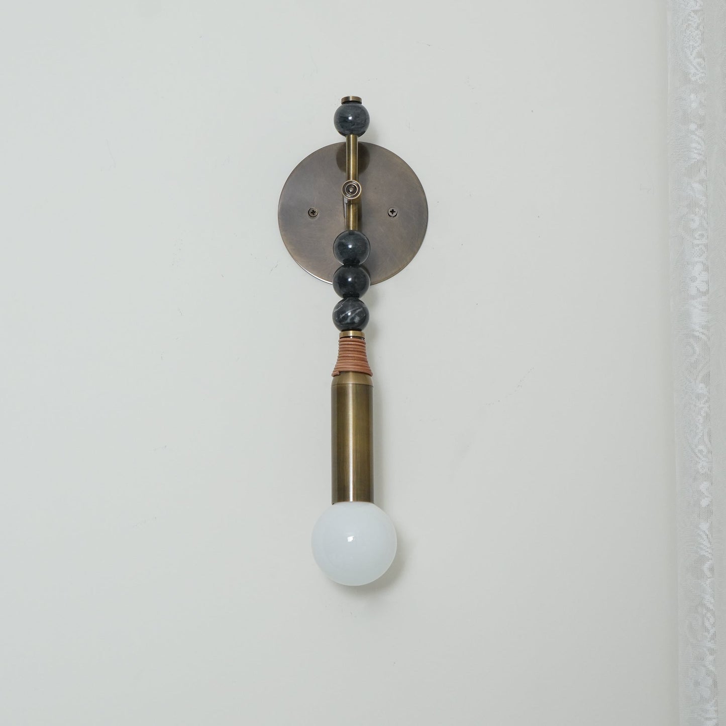 Toam Wall Lamp - Solid Brass & Natural Marble Wall Sconce | One-of-a-Kind Hardwired E26/E27 Light