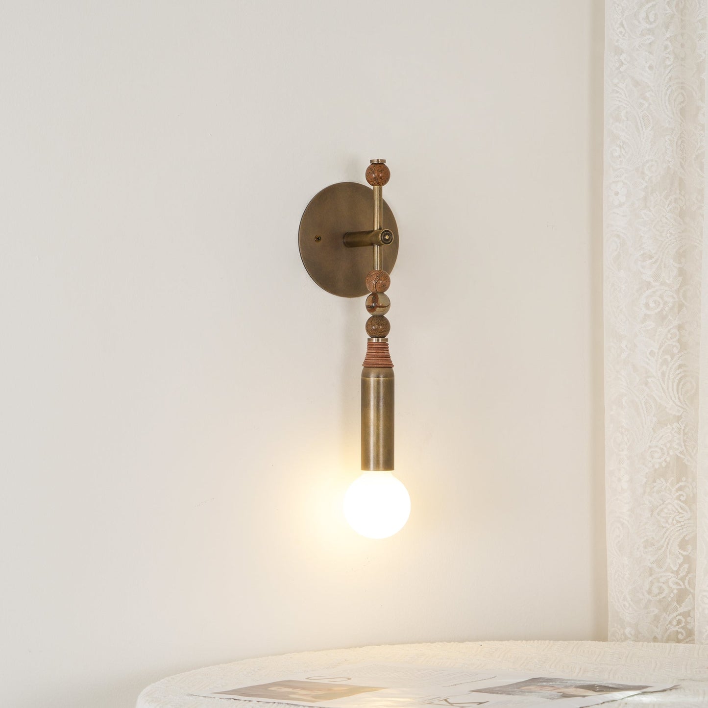 Toam Wall Lamp - Solid Brass & Natural Marble Wall Sconce | One-of-a-Kind Hardwired E26/E27 Light