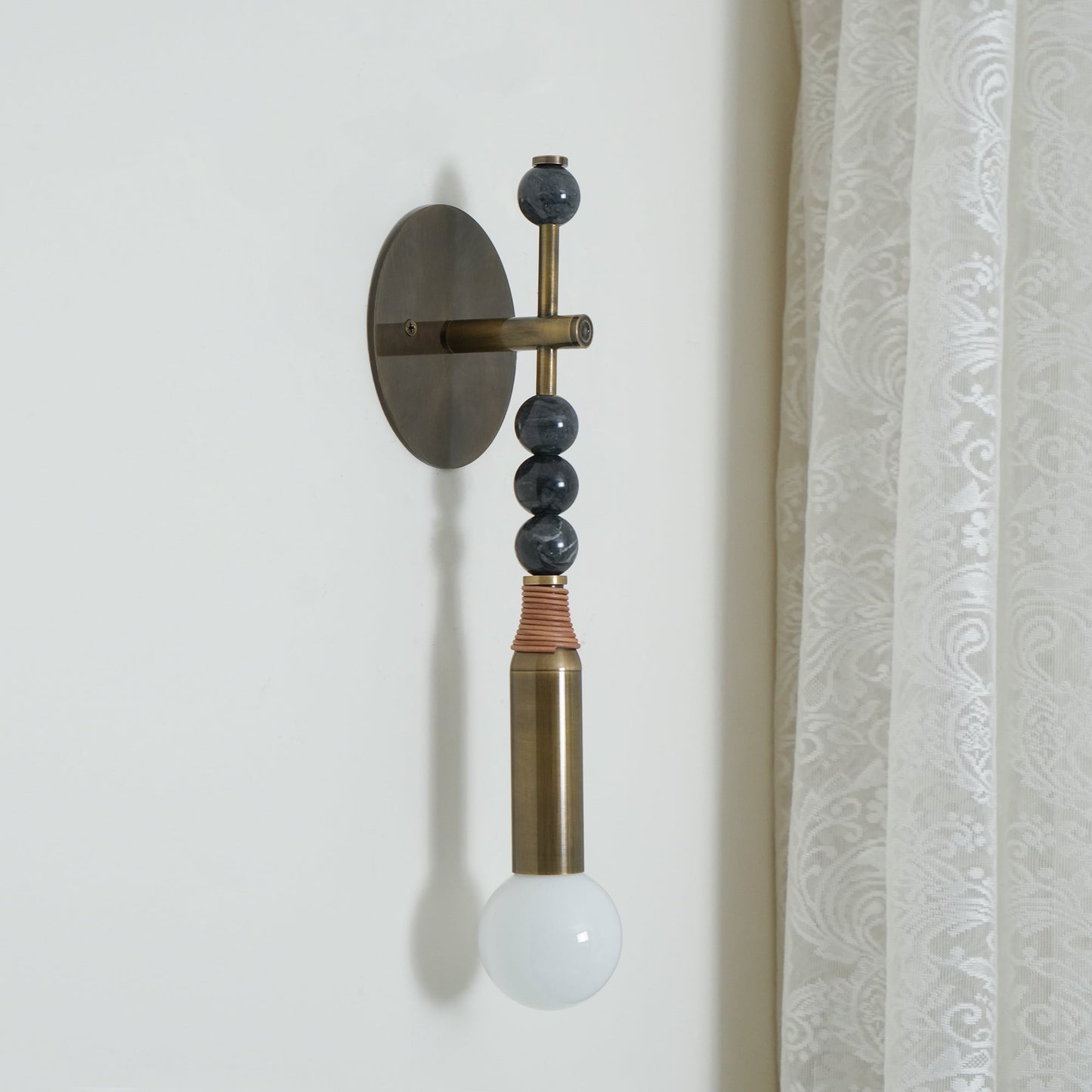 Toam Wall Lamp - Solid Brass & Natural Marble Wall Sconce | One-of-a-Kind Hardwired E26/E27 Light