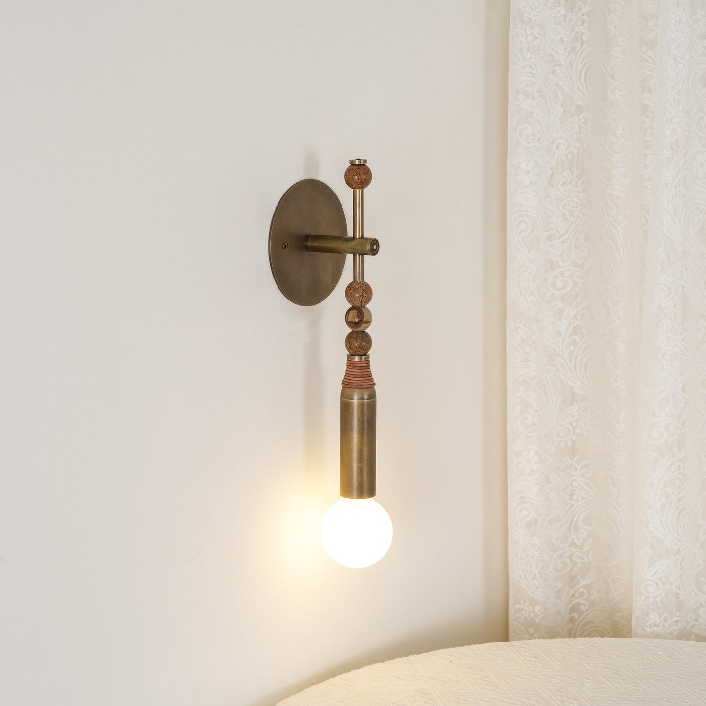 Toam Wall Lamp - Solid Brass & Natural Marble Wall Sconce | One-of-a-Kind Hardwired E26/E27 Light