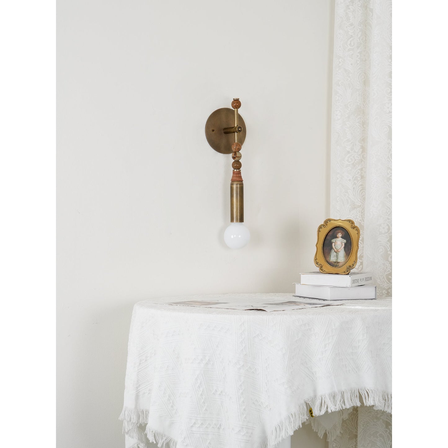 Toam Wall Lamp - Solid Brass & Natural Marble Wall Sconce | One-of-a-Kind Hardwired E26/E27 Light