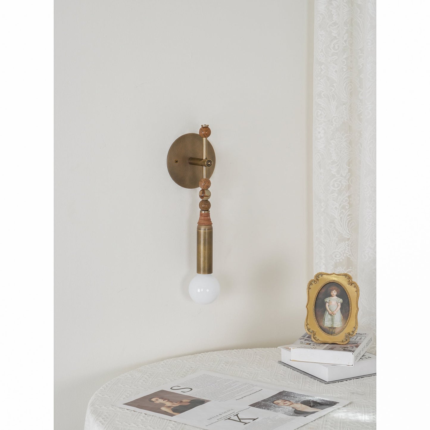 Toam Wall Lamp - Solid Brass & Natural Marble Wall Sconce | One-of-a-Kind Hardwired E26/E27 Light
