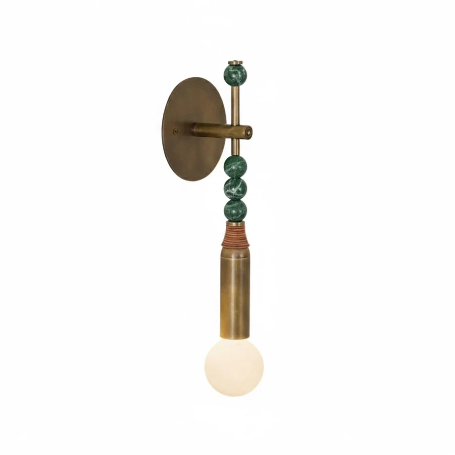 Toam Wall Lamp - Solid Brass & Natural Marble Wall Sconce | One-of-a-Kind Hardwired E26/E27 Light