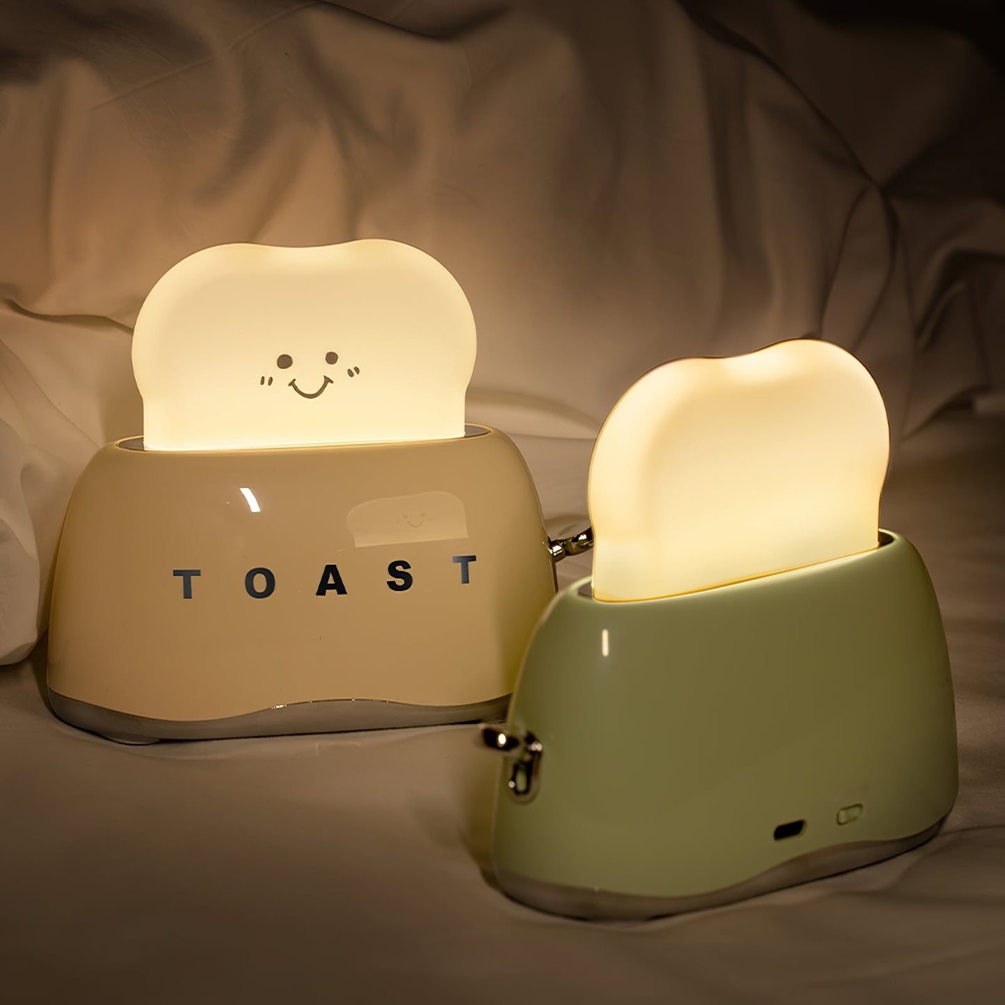 Toaster Table Lamp (Built-in Battery) - Rechargeable Mini Bread Maker Night Light | Cordless Dimmable Desk Lamp