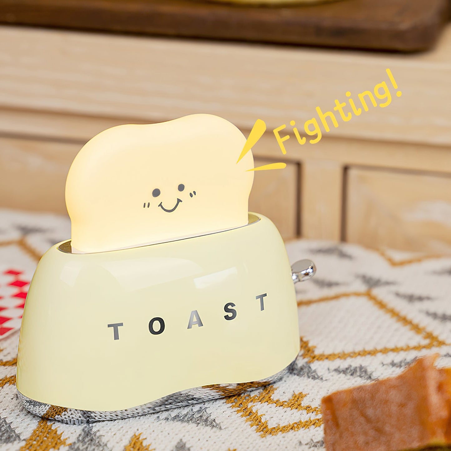 Toaster Table Lamp (Built-in Battery) - Rechargeable Mini Bread Maker Night Light | Cordless Dimmable Desk Lamp