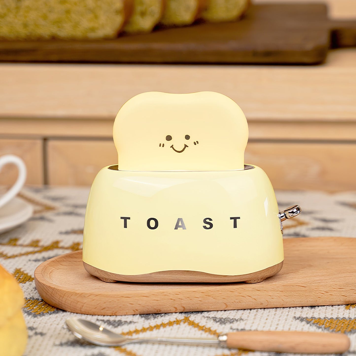 Toaster Table Lamp (Built-in Battery) - Rechargeable Mini Bread Maker Night Light | Cordless Dimmable Desk Lamp