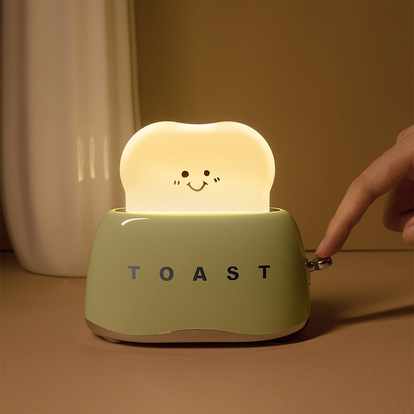 Toaster Table Lamp (Built-in Battery) - Rechargeable Mini Bread Maker Night Light | Cordless Dimmable Desk Lamp
