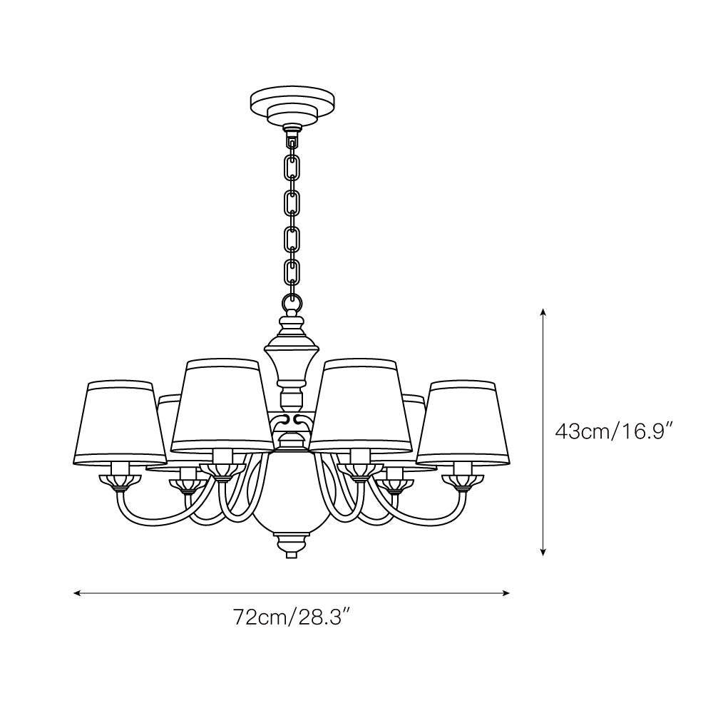 Tofty Chandelier - Classic Brass & Linen Fabric Lamp | Traditional Candelabra Pendant Light