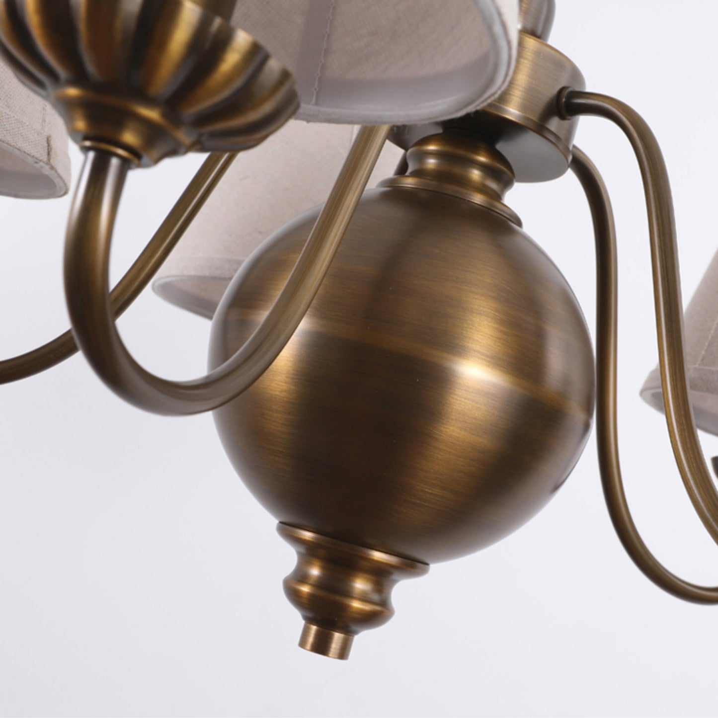 Tofty Chandelier - Classic Brass & Linen Fabric Lamp | Traditional Candelabra Pendant Light