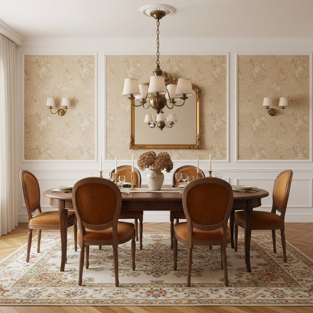 Tofty Chandelier - Classic Brass & Linen Fabric Lamp | Traditional Candelabra Pendant Light
