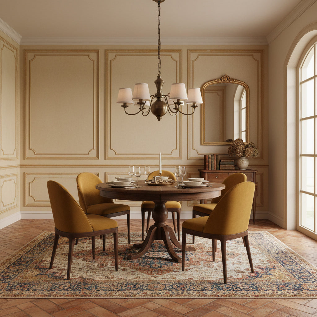 Tofty Chandelier - Classic Brass & Linen Fabric Lamp | Traditional Candelabra Pendant Light
