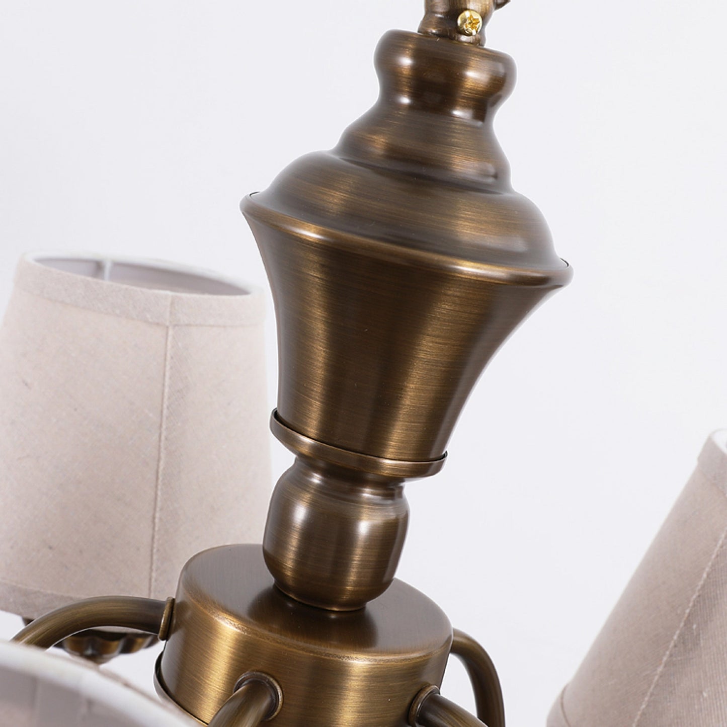 Tofty Chandelier - Classic Brass & Linen Fabric Lamp | Traditional Candelabra Pendant Light