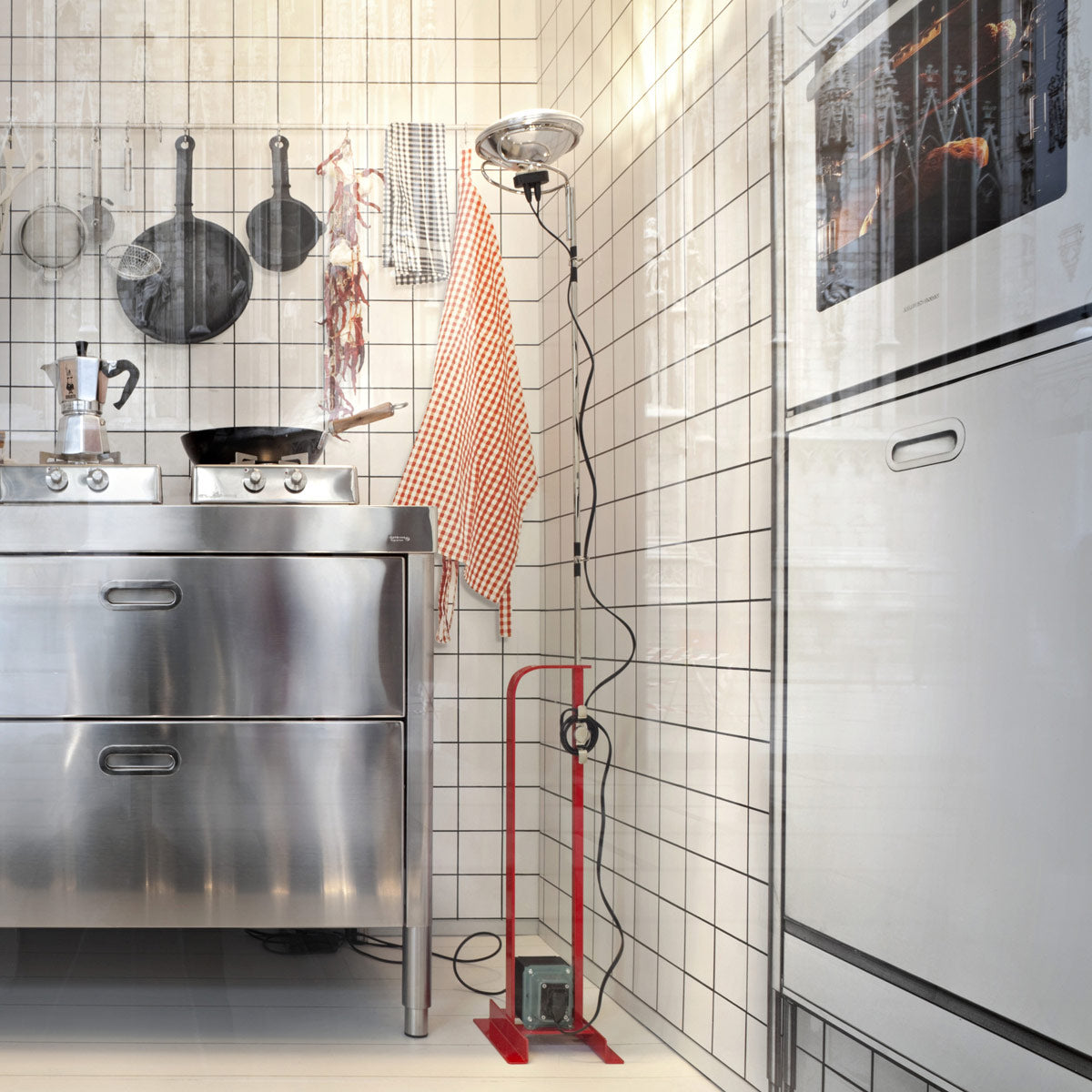 Toio Floor Lamp - Telescopic Stainless Steel & Iron Base Standing Lamp | Industrial Ready-Made Floor Light