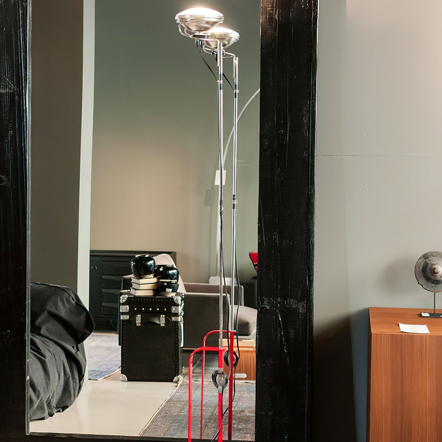 Toio Floor Lamp - Telescopic Stainless Steel & Iron Base Standing Lamp | Industrial Ready-Made Floor Light