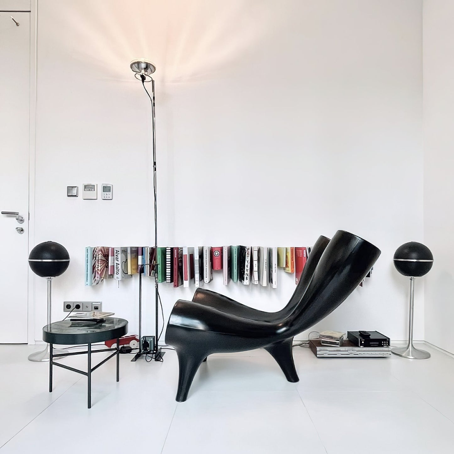 Toio Floor Lamp - Telescopic Stainless Steel & Iron Base Standing Lamp | Industrial Ready-Made Floor Light