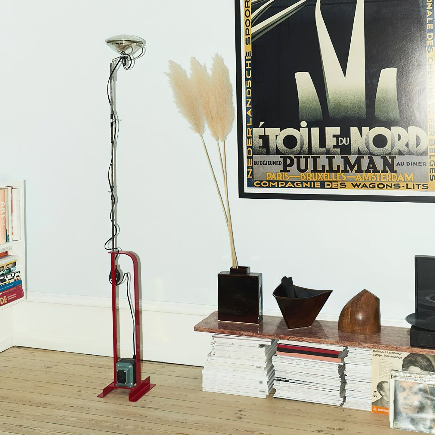 Toio Floor Lamp - Telescopic Stainless Steel & Iron Base Standing Lamp | Industrial Ready-Made Floor Light