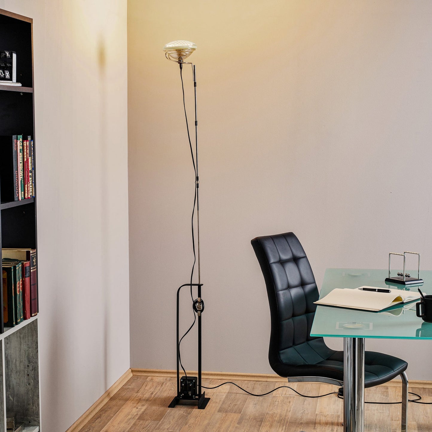 Toio Floor Lamp - Telescopic Stainless Steel & Iron Base Standing Lamp | Industrial Ready-Made Floor Light