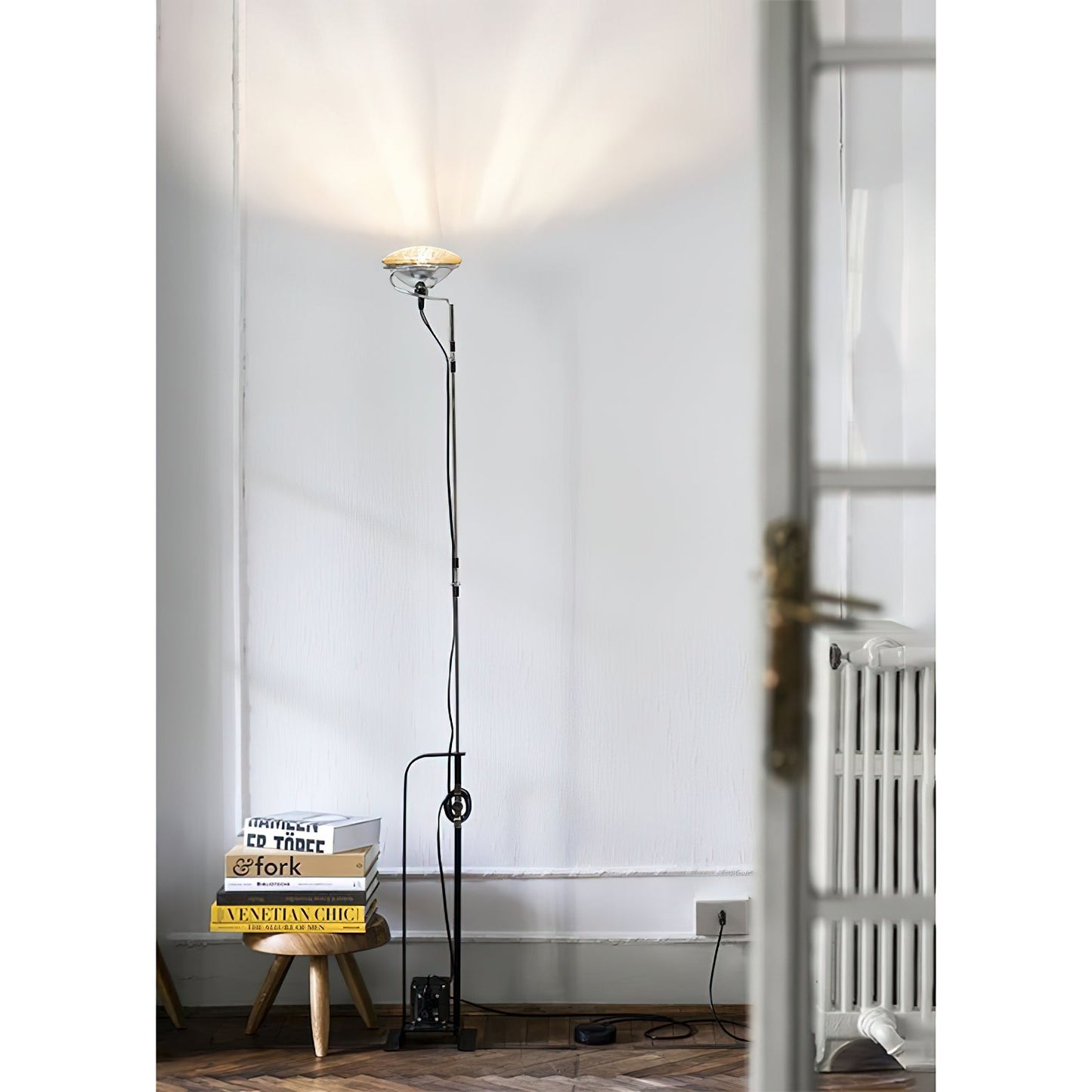 Toio Floor Lamp - Telescopic Stainless Steel & Iron Base Standing Lamp | Industrial Ready-Made Floor Light